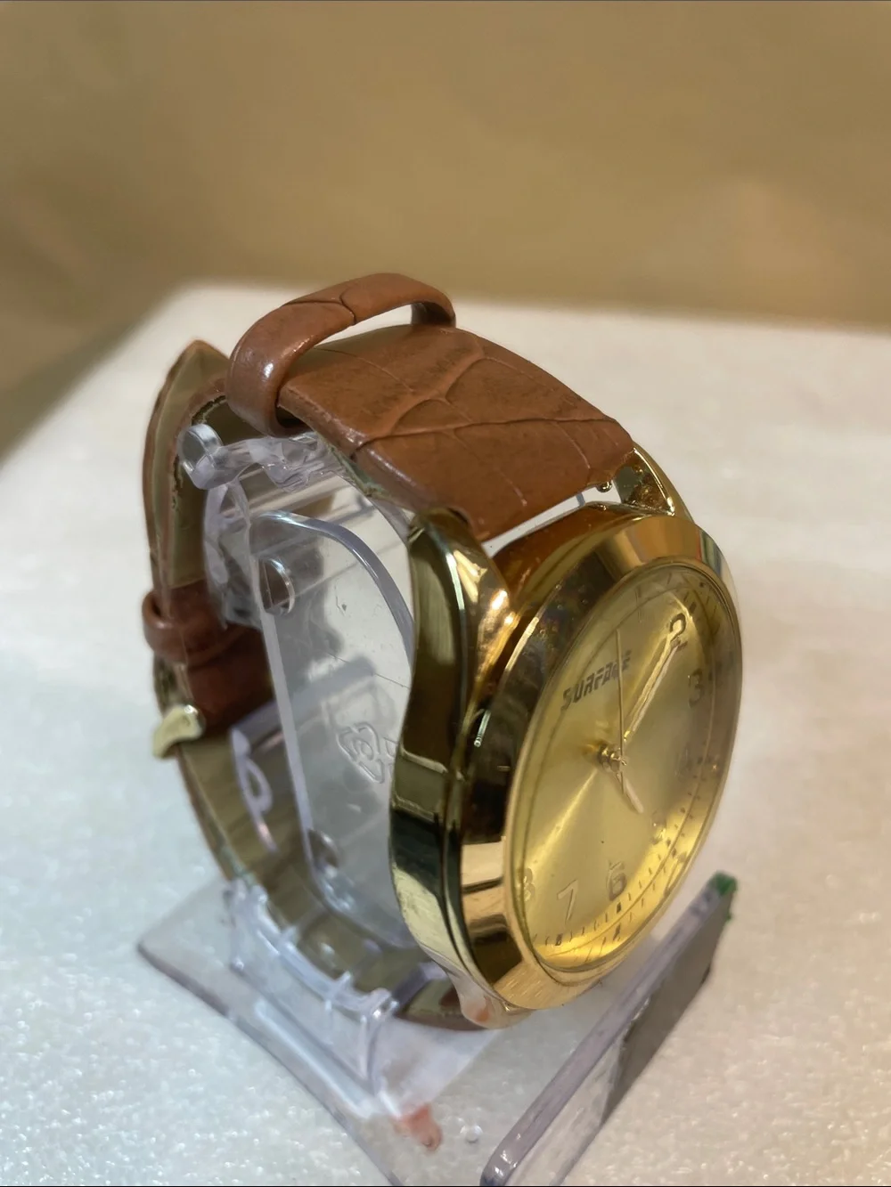 Men’s Gold Dial Brown Leather Strap Watch